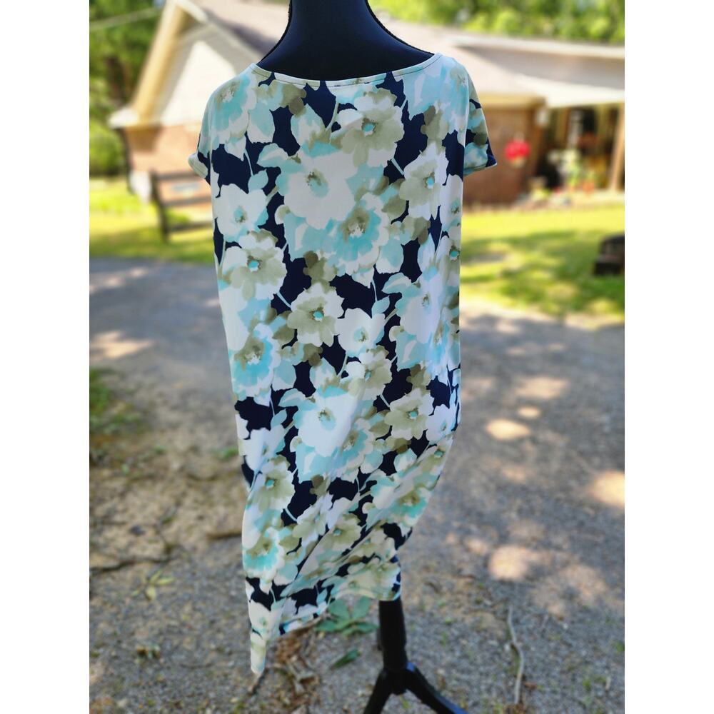 Chico's Size 3(16 US) Short Sleeve Watercolor Floral Pattern Knit Pullover Dress - Picture 9 of 10